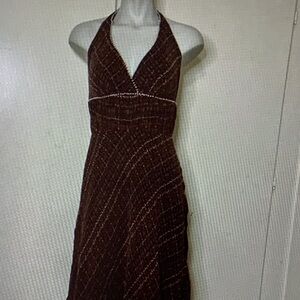 Carmen Marc Valvo Brown Halter Maxi Dress